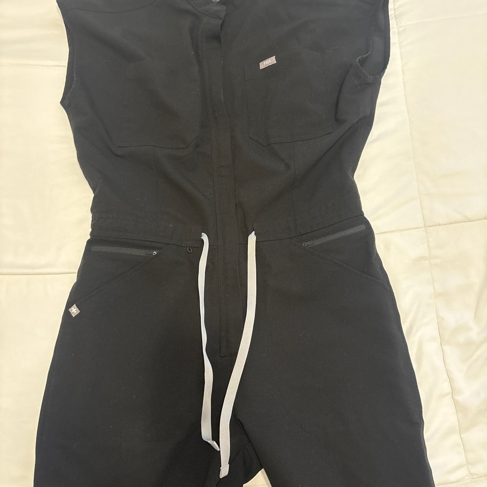 Figs Black Jumpsuit with White Accents